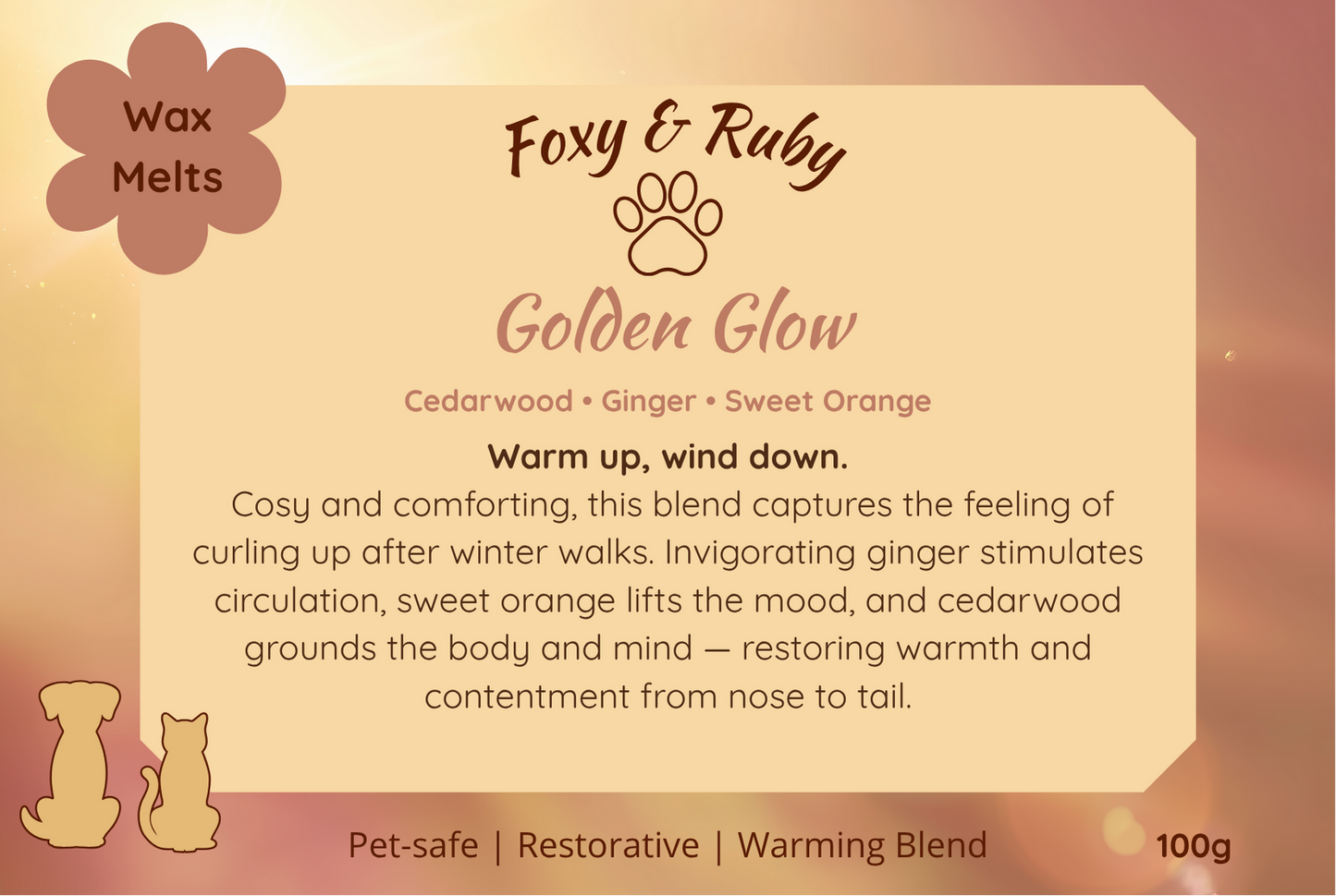 “Dog-safe aromatic wax melt in cosy winter scent”