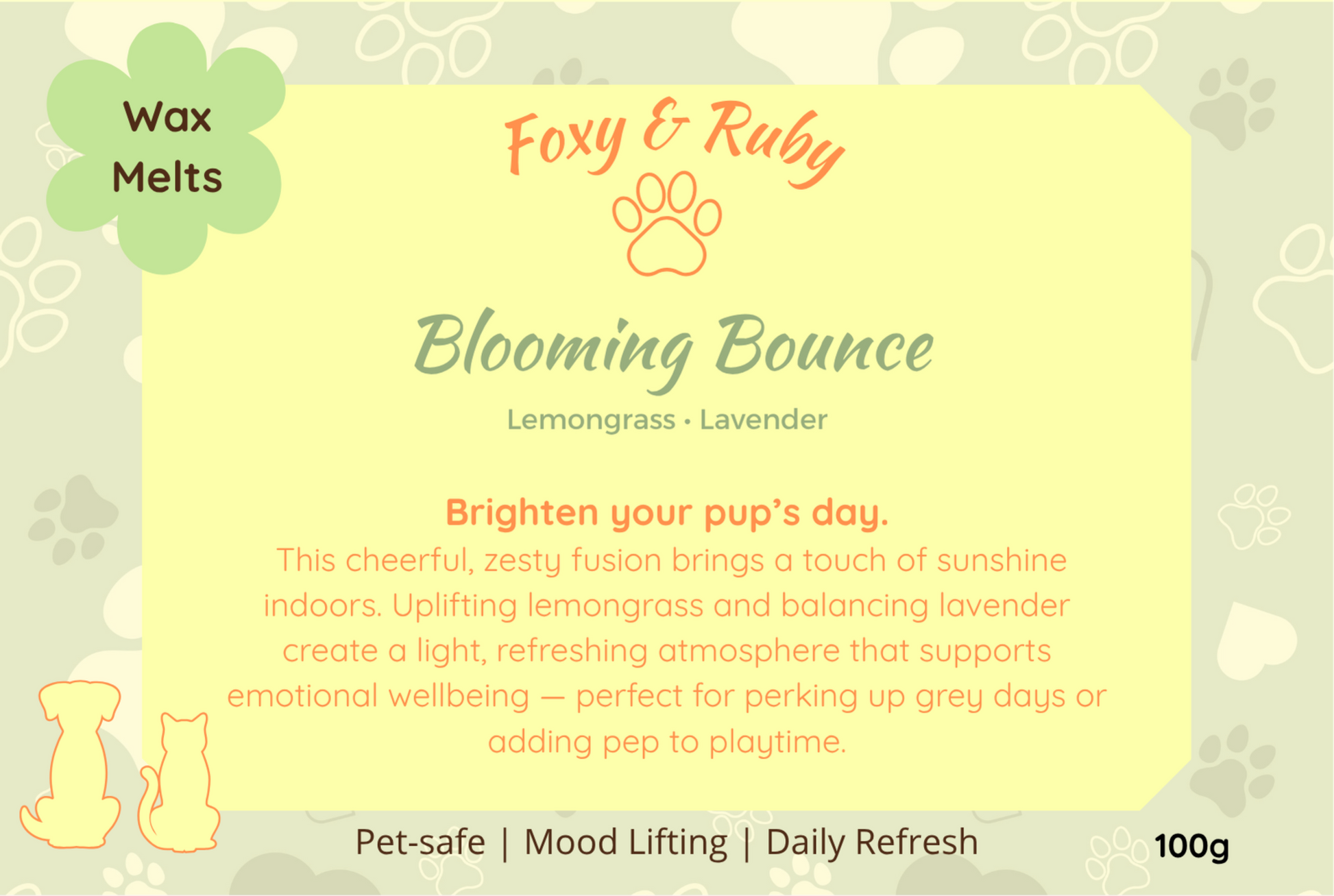 Foxy & Ruby — Blooming Bounce wax melt — lemongrass & lavender