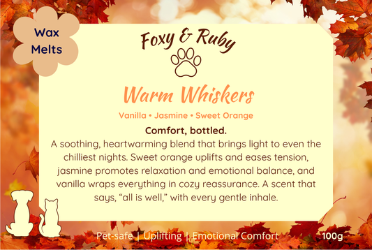 Warm Whiskers `Seasonal` Dog-safe Wax Melts with Vanilla Jasmine and Sweet Orange Wax Melts