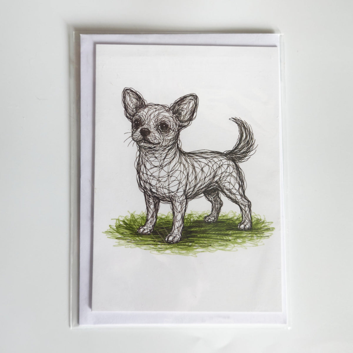 Illustrated Chihuahua greetings card with envelope