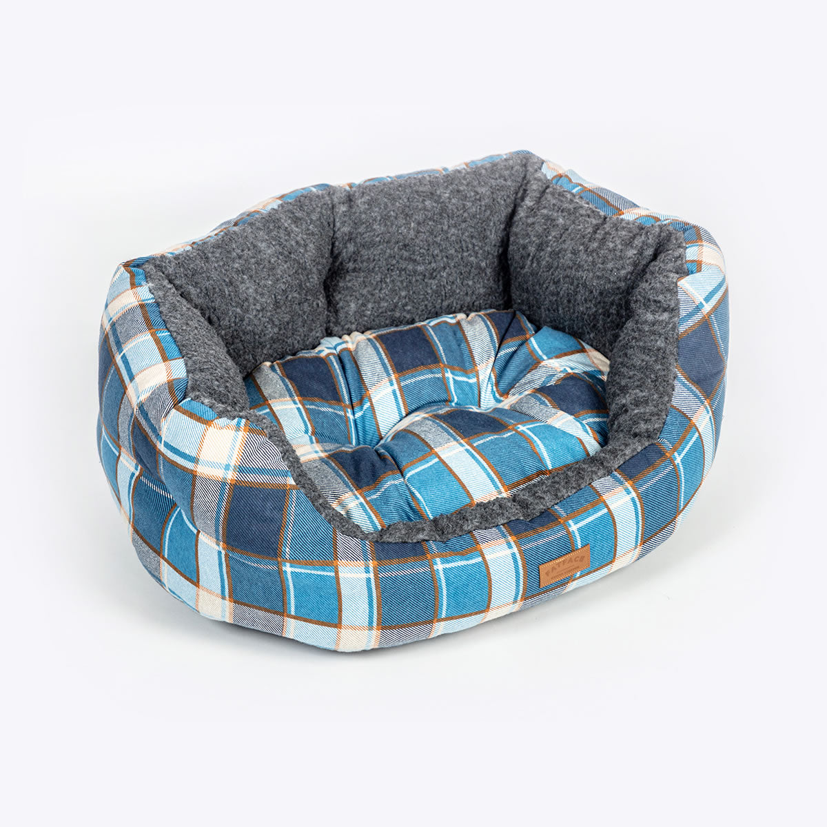 Danish Design FatFace blue checked fleece slumber dog bed