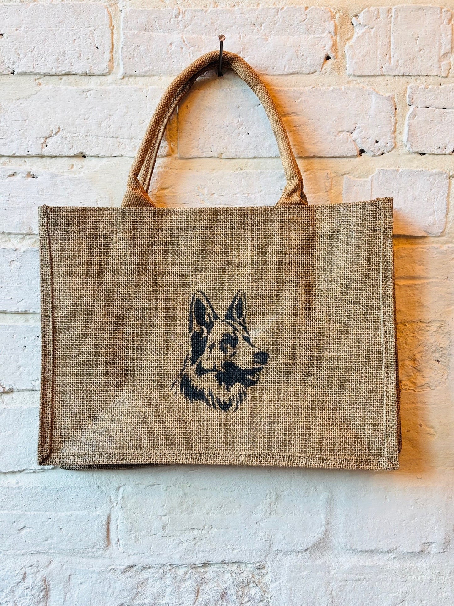 Hand-Painted Hessian Dog Breed Tote Bags