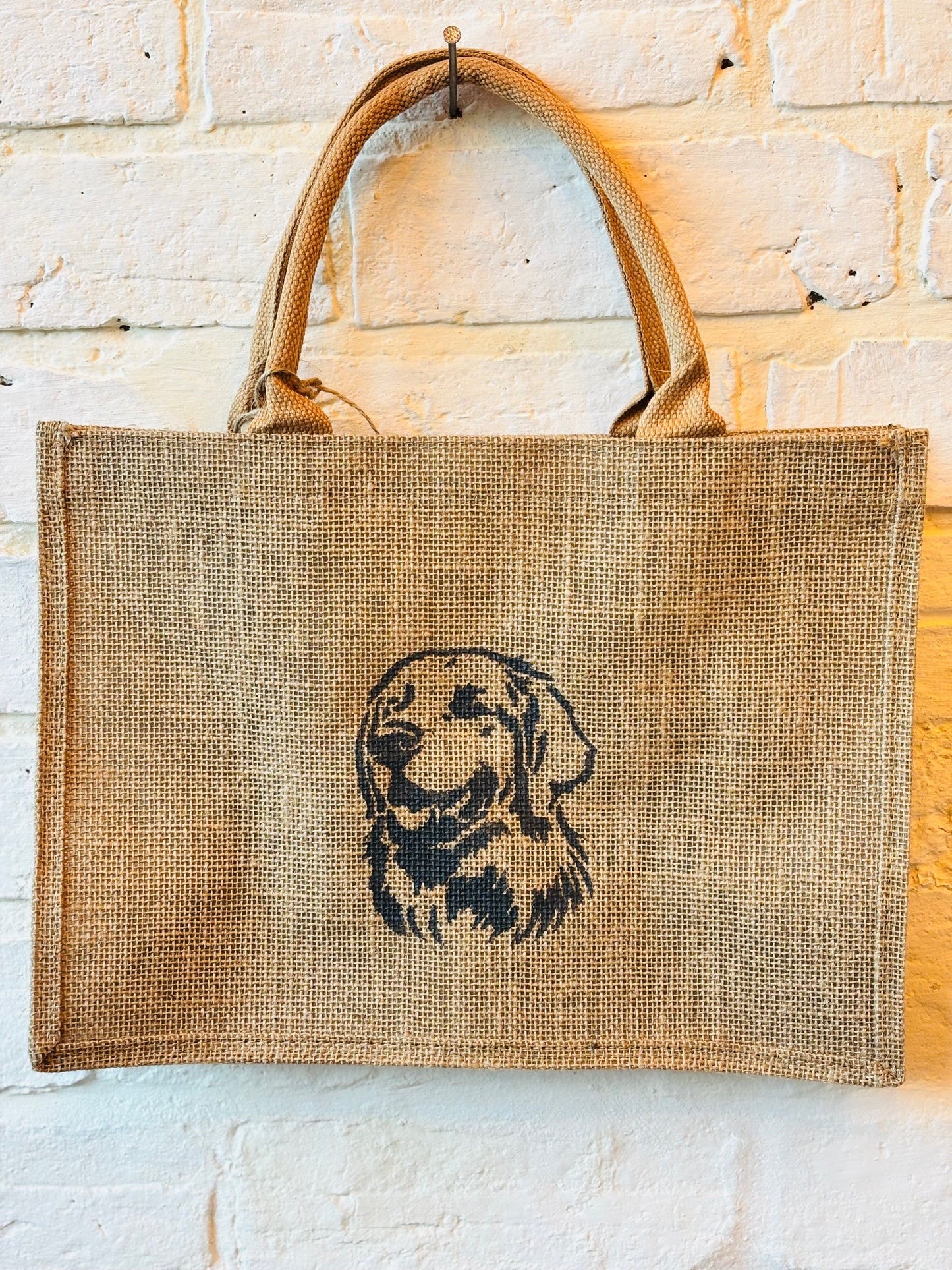 Hand-Painted Hessian Dog Breed Tote Bags